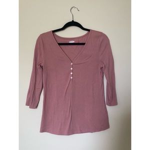 Old Navy V-Neck Henley Top - Pink